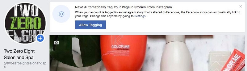 Facebook ha implementato una nuova funzione di tagging automatico che consente agli utenti e ad altre pagine di taggare le pagine di un marchio nelle loro storie.