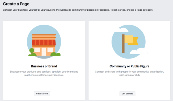 Passaggio 1 per creare la tua pagina aziendale di Facebook.
