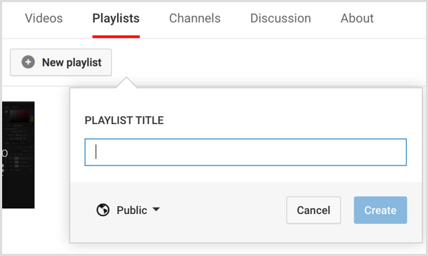 Canale YouTube crea playlist