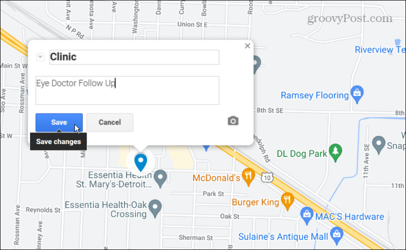 pin del nome per la mappa Google personalizzata