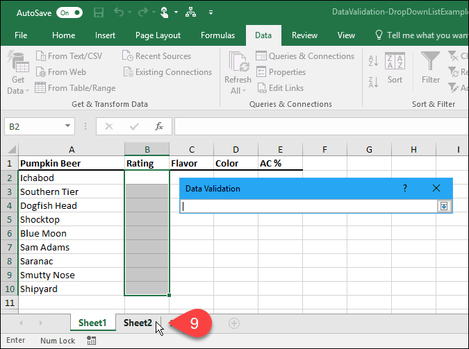 Come creare elenchi a discesa utilizzando la convalida dei dati in Microsoft Excel