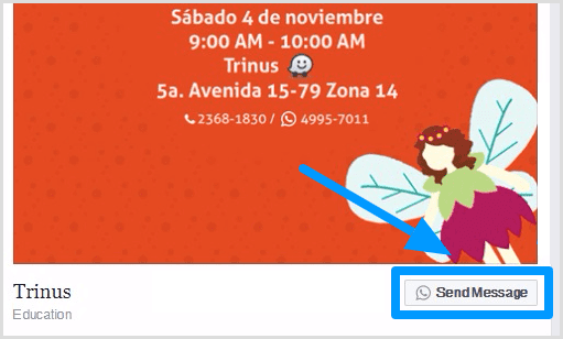 Il pulsante Invia messaggio per il tuo annuncio Facebook mostra il logo di WhatsApp.