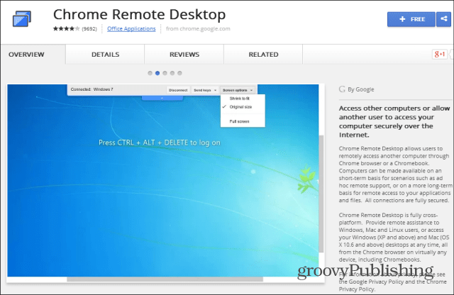 Web store Chrome Remote Desktop