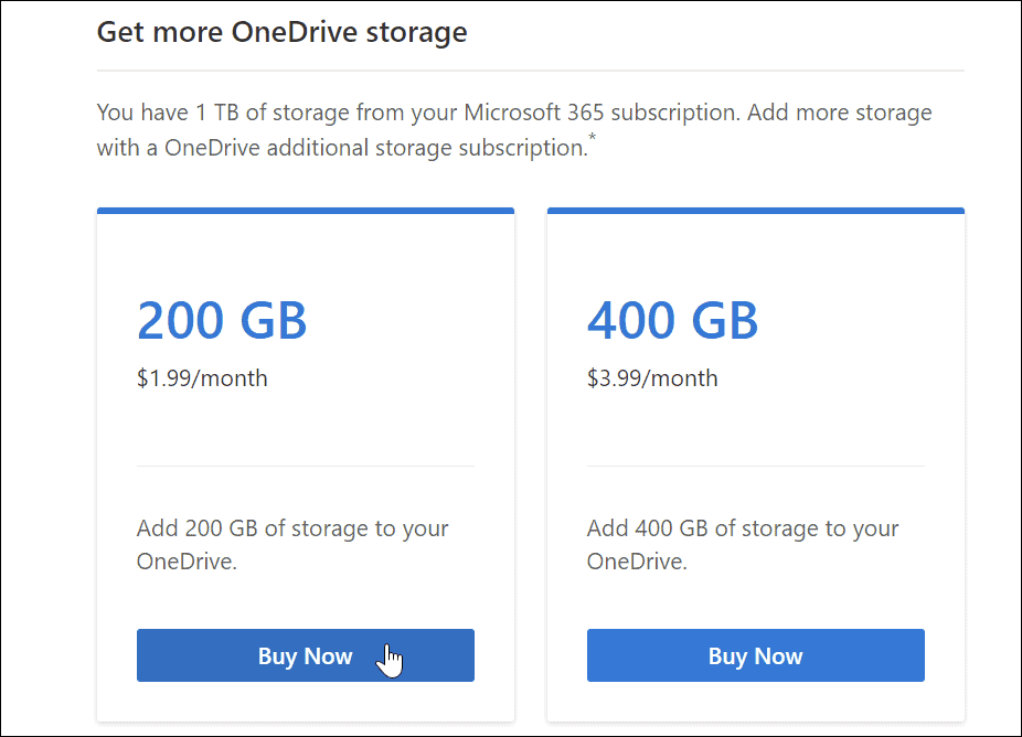 ottieni più spazio di archiviazione su OneDrive