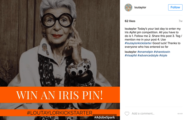 Per un concorso di hashtag su Instagram, chiedi agli utenti di pubblicare una foto insieme all'hashtag della tua campagna.