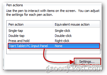 Impostazioni del pannello di input del Tablet PC