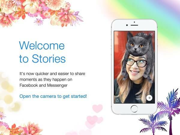 Facebook ha unito Messenger Day con Facebook Stories e lo ha rilasciato come un'esperienza chiamata semplicemente Stories.