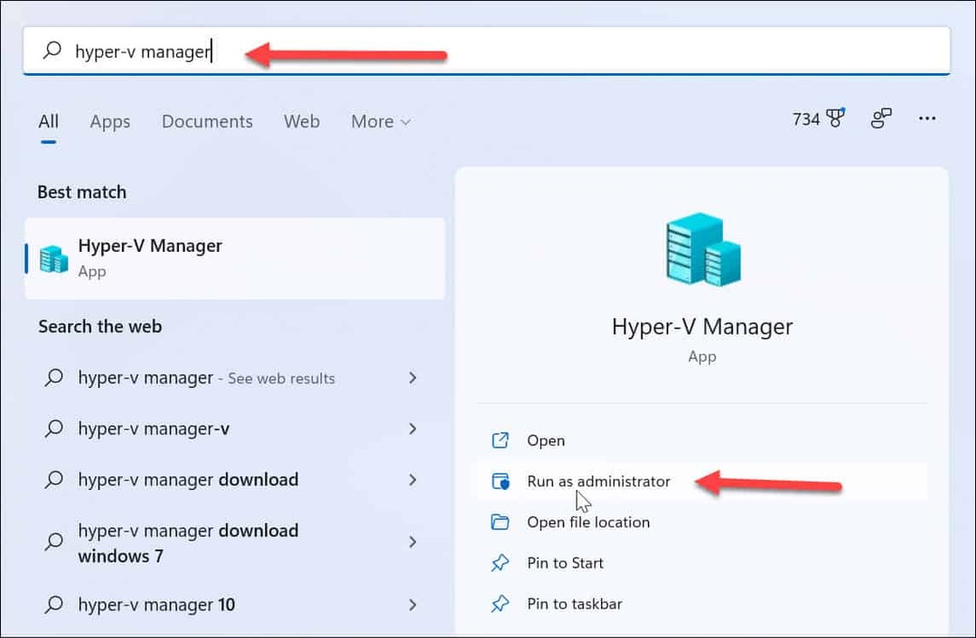 eseguire hyper-v manager come amministratore