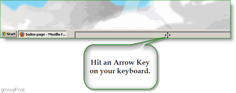 Schermata di Windows XP: premi il tasto freccia per trovare la finestra persa