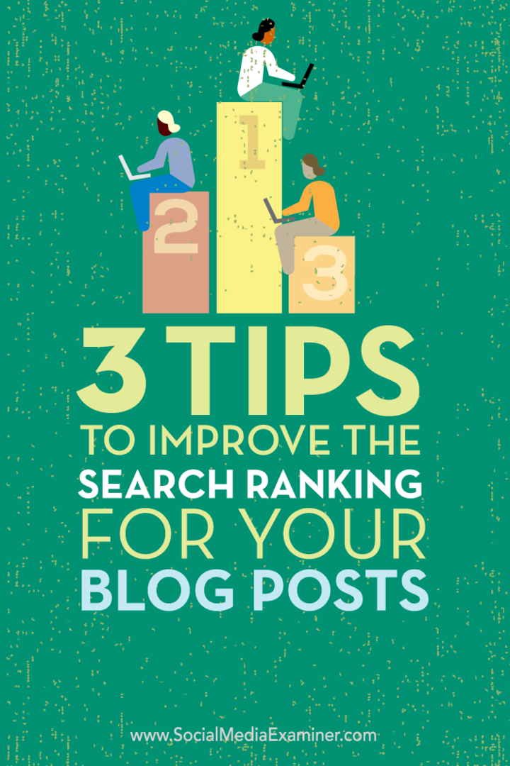 Suggerimenti su tre modi per migliorare il posizionamento nella ricerca per i post del tuo blog.