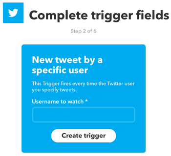 Imposta un'applet IFTTT che viene attivata da un nuovo tweet di uno specifico utente di Twitter.