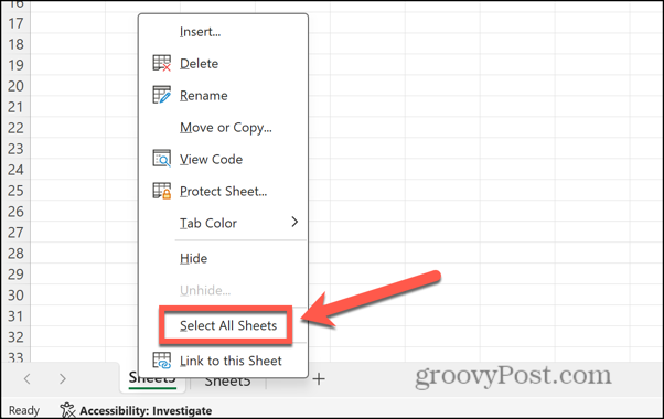 Excel seleziona tutti i fogli