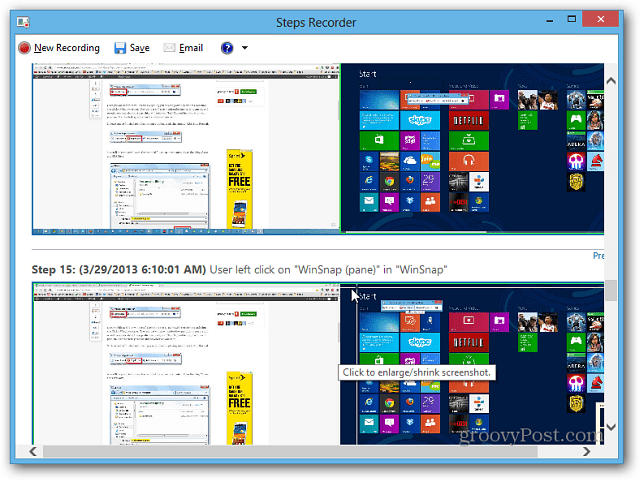 Utilizzare Steps Recorder in Windows 8.1 per risolvere i problemi del PC