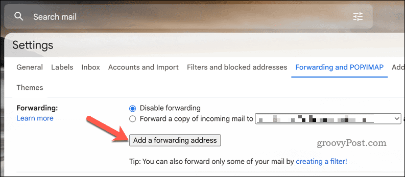 Aggiungi un indirizzo di inoltro Gmail