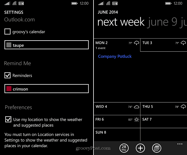 Suggerimento per Windows Phone 8.1: visualizzare il meteo direttamente nel calendario