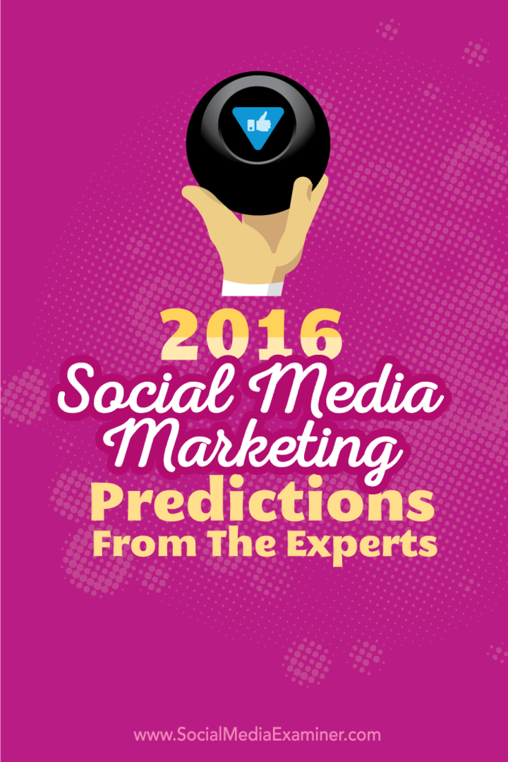 Previsioni di social media marketing 2016 da 14 esperti