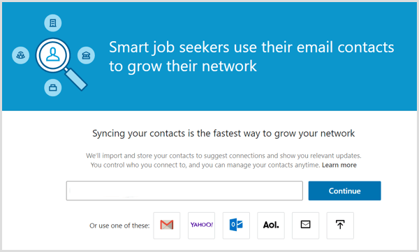 Lo strumento LinkedIn per sincronizzare i tuoi contatti e-mail con il tuo account LinkedIn