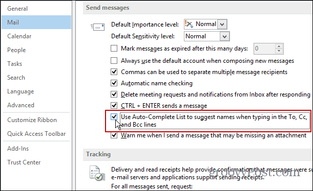 Come attivare il completamento automatico in Outlook 2013