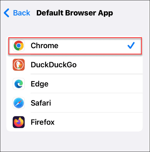 Chrome browser predefinito iPhone