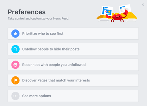 personalizzare le preferenze dei feed di notizie di Facebook
