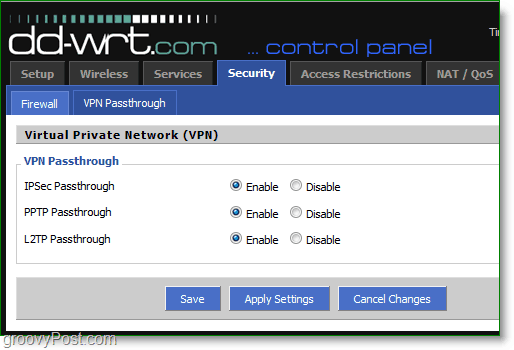 abilita passthrough vpn sul tuo router