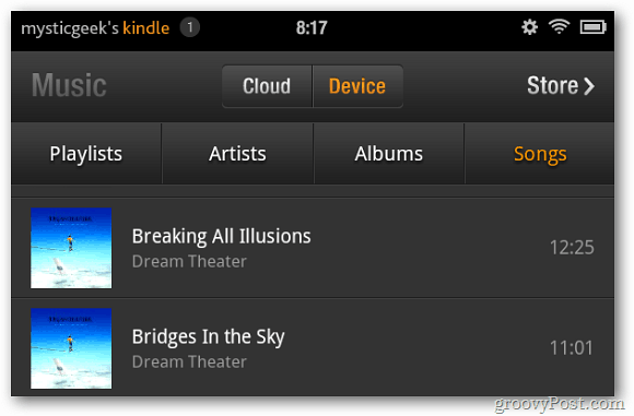 Dispositivo Kindle Fire Music