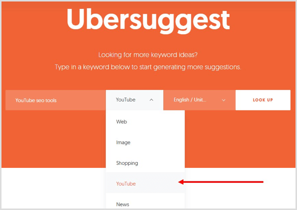 Effettua una ricerca per parola chiave con Ubersuggest.