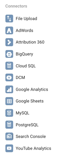 Google Data Studio ti consente di connetterti a una serie di origini dati diverse.