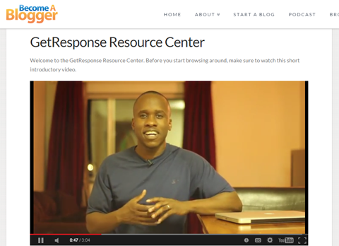 Il GetResponse Resources Center è un esempio di come fornire ancora più valore al tuo pubblico. 