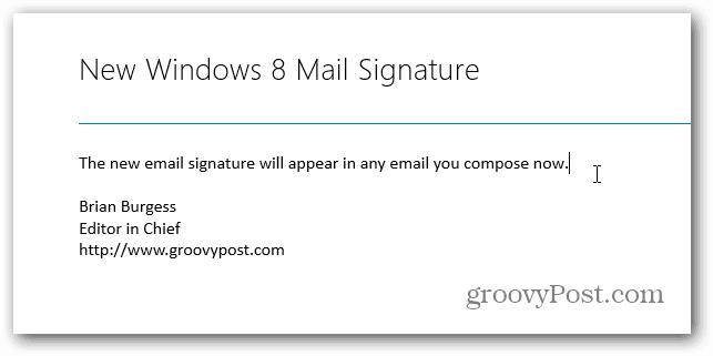 Modifica la firma predefinita nella posta di Windows 8