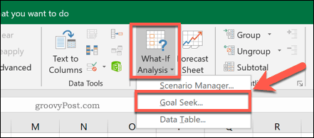 Pulsante di opzione Ricerca obiettivo Excel