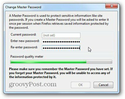digitare password master firefox