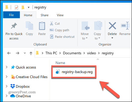 Apri un file di backup del registro di Windows