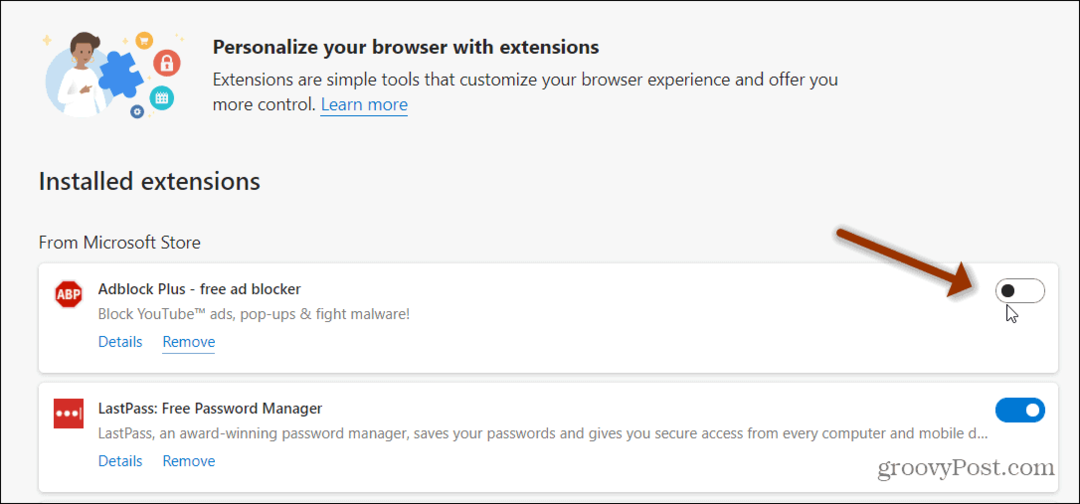 Come disabilitare le estensioni in Microsoft Edge