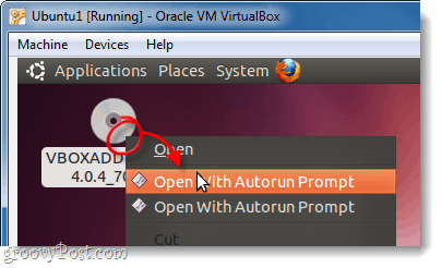 autorun vboxadditions disk in ubuntu virtualbox