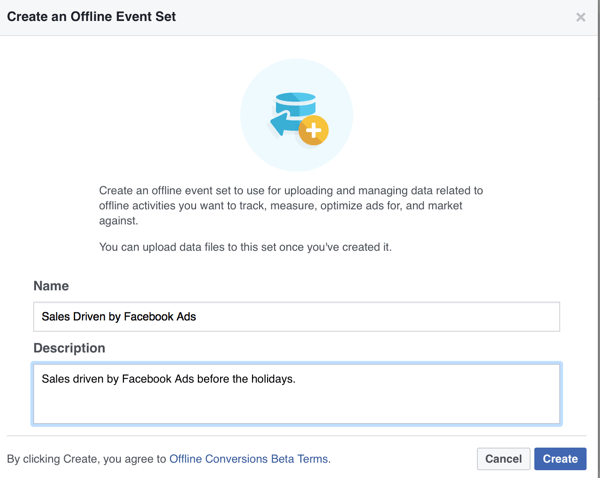 Mantieni specifico il nome del tuo evento offline in modo che sia facile ricordare esattamente cosa stai misurando con i tuoi annunci di Facebook.