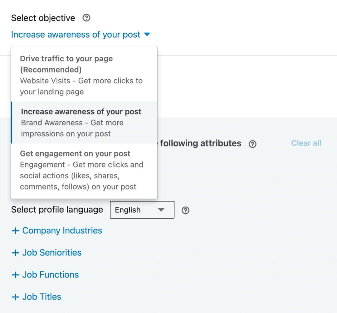 LinkedIn aumenta gli obiettivi dei post