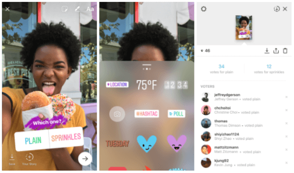 Instagram ha introdotto un nuovo adesivo per sondaggi interattivi che consente agli utenti di porre una domanda e vedere i risultati dei tuoi amici e follower mentre votano in tempo reale. 