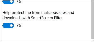 disattivare SmartScreen 2