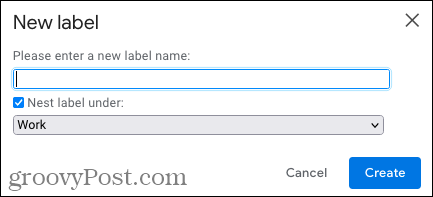 Crea un'etichetta nidificata in Gmail