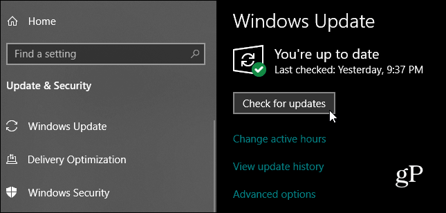 Windows 10 Verifica aggiornamenti