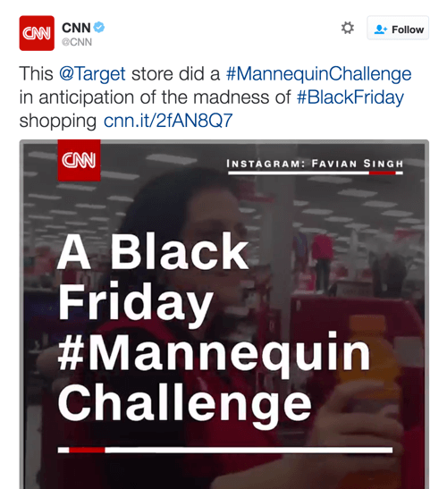 La CNN ha condiviso il video di Target, che ha sfruttato due tendenze di Twitter.