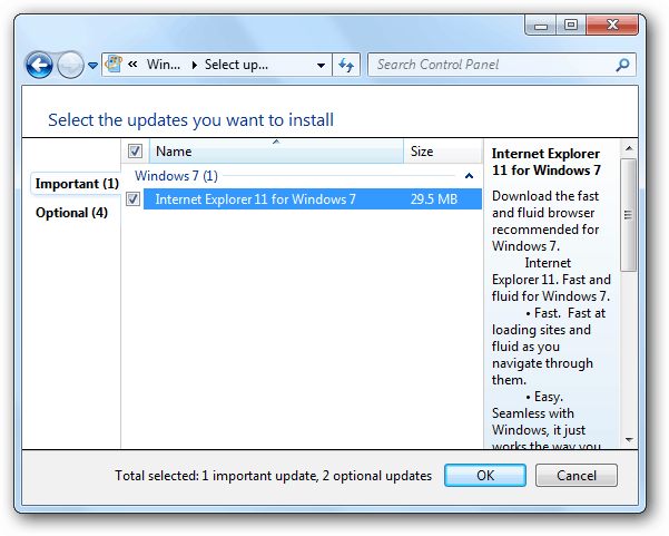 Windows Update di IE 11