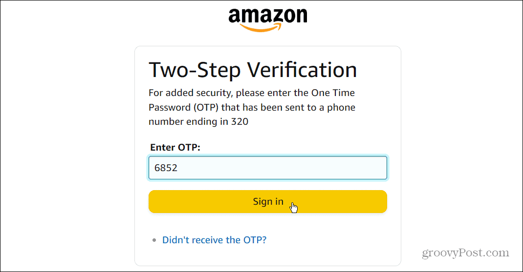 password una tantum OTP Amazon