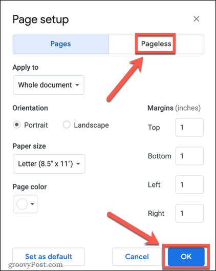 visualizzazione senza pagina di google docs