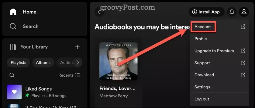 Impostazioni dell'account Spotify