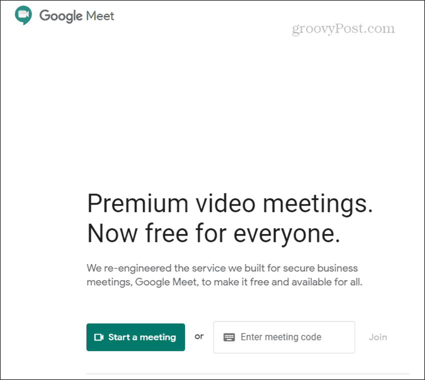 Inizio di Google Meet