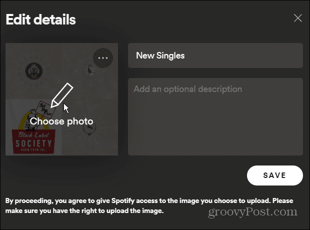 spotify scegli foto