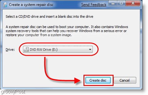 Windows 7: creare un disco di ripristino del sistema