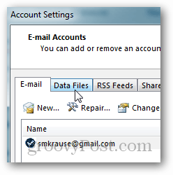 come creare il file pst per Outlook 2013 - fare clic sul file di dati